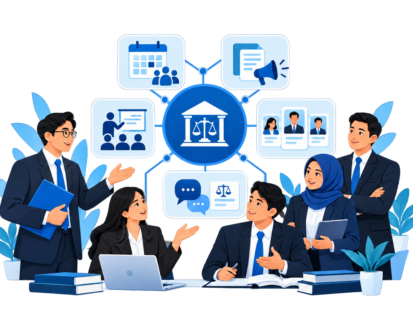Ilustrasi koordinasi organisasi dan layanan hukum DPC PERADI Ungaran
